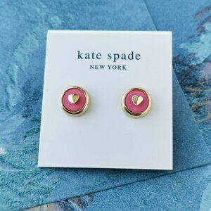 Kate Spade Heartful Gold Stud Earrings Crushed Watermelon
